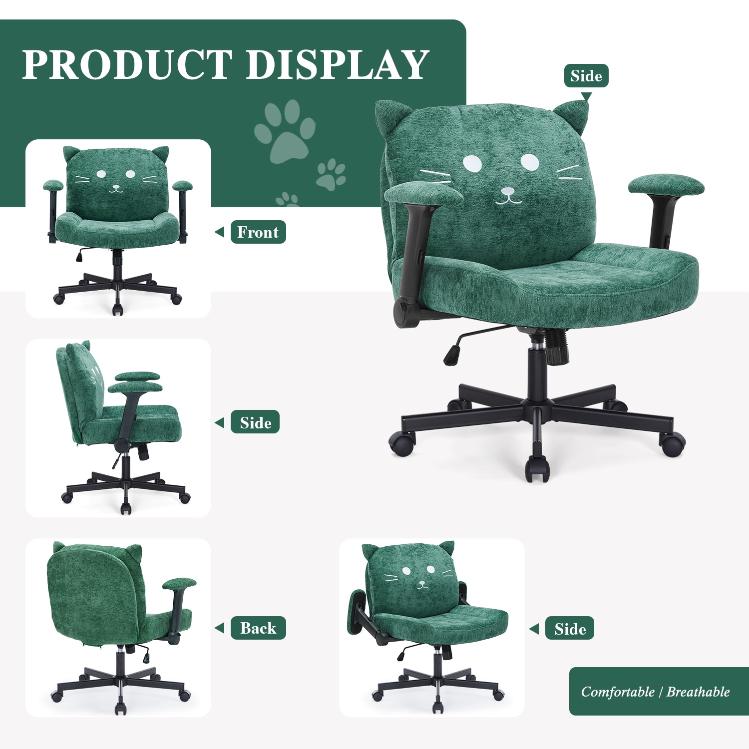 Cross-legged Office Chair With Wheels And Arms For Home Office_voghion.com